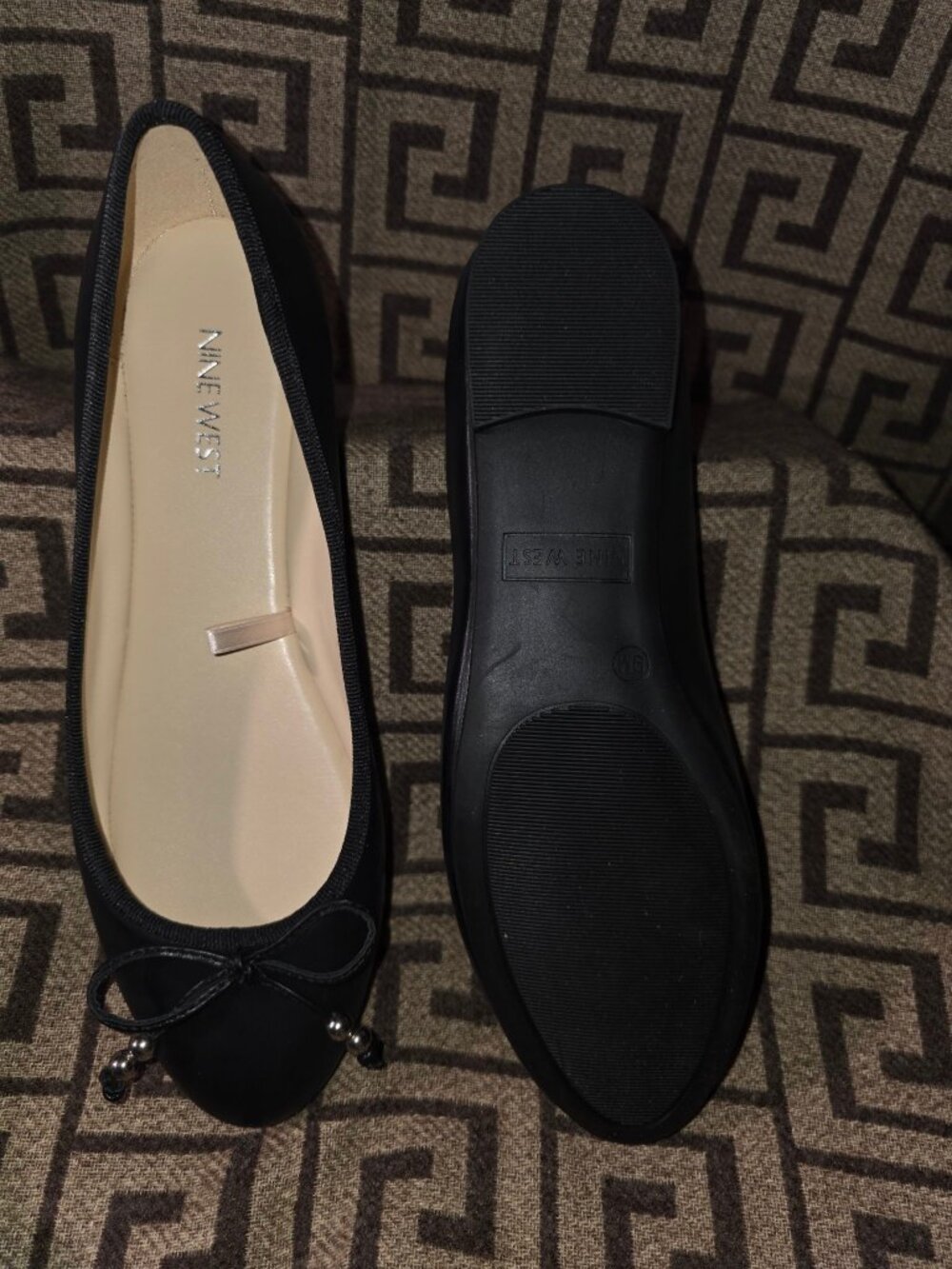 Nine West Black Bow Ballet Flats 9
